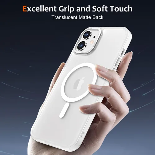 Vista 463 de Anuck - Funda magnética para iPhone 11 compatible con MagSafe, carcasa trasera mate translúcida dura, borde de TPU, delgada, resistente a impactos