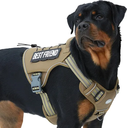 Vista 53 de Auroth - Arnés táctico para perros pequeños y medianos, sin tirones, arnés ajustable para mascotas, reflectante, K9, entrenamiento, trabajo
