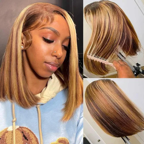 Vista 28 de Pelucas de cabello humano rizado marrón chocolate con encaje frontal, prearrancadas de 13 x 4 pulgadas, pelucas de encaje frontal HD de onda