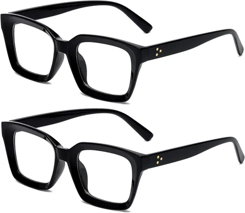 Vista 12 de EYLRIM Classic Thick Square Frame Clear Lens Glasses for Women Men A93 Verde tortuga
