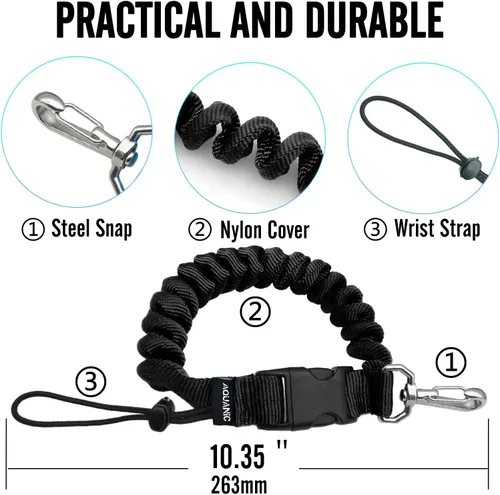 Vista 2 de Buceo Spring Clip Lanyard Anti-perdida Lanyard con hebilla de liberación rápida para deportes al aire libre