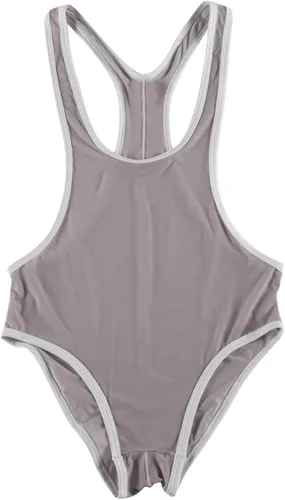 Vista 7 de Lencería para hombre para sexo travieso hielo sedoso malla transparente tirantes espalda cruzada semi transparente cuello en U profundo body bodywear