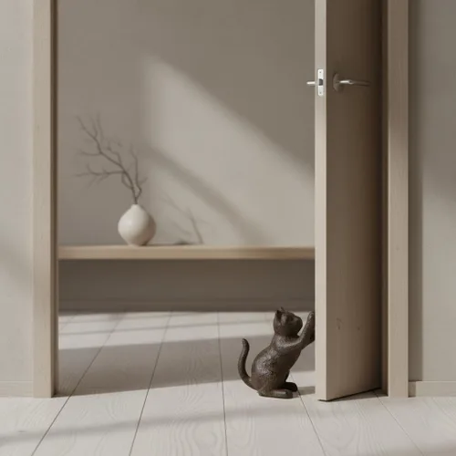 Vista 3 de Comfy Hour Tope de puerta de gato de hierro fundido, tope de puerta Negro