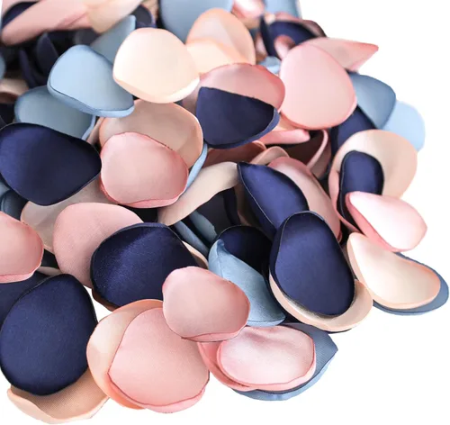 Vista 9 de Lookein 300 pétalos de rosa de satén para boda, cesta de niña de las flores, centros de mesa, corredor del pasillo, confeti para fiestas, despedida