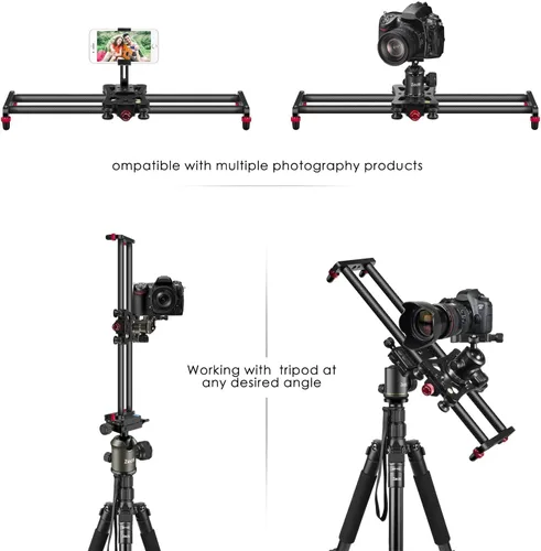 Vista 3 de Zecti Estabilizador de cámara deslizante de 16 "/40 cm Carril de fibra de carbono ajustable para cámara DSLR Video Movie Fotografía Videocámara