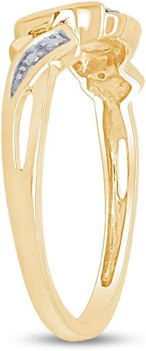 Vista 3 de Jewel Zone US - Anillo de compromiso con triple corazón de diamante natural blanco en oro de 14 quilates sobre plata de ley (0,03 quilates)
