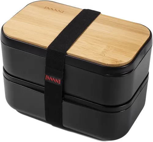 Vista 15 de Lonchera Bento para adultos, tapa de bambú natural, cubiertos y palillos, lonchera para mujeres, apta para microondas, lavavajillas, sin BPA, a Negro