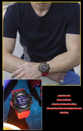Vista 5 de Gosasa Reloj de moda para hombre, multifunción, para deportes al aire libre, con alarma digital LED, resistente al agua