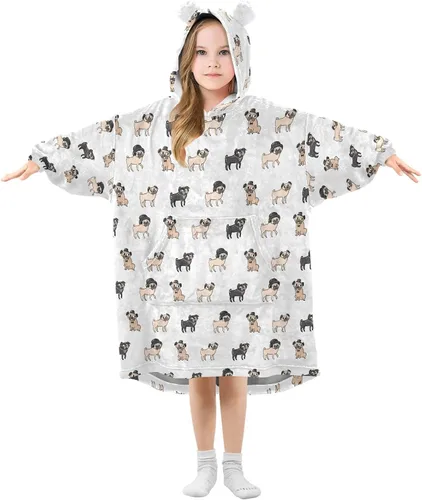 Vista 8 de Mantas portátiles para niños, súper suaves, cálidas y acogedoras, sudadera con capucha de gran tamaño, regalos para niños de 3 a 14 años, niñas