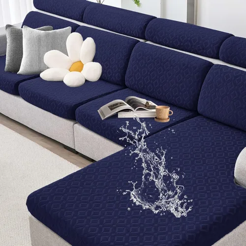 Vista 24 de Fundas de cojín para sofá impermeables, fundas elásticas para sofá seccional, funda de cojín lavable, antideslizante, con parte inferior elástica