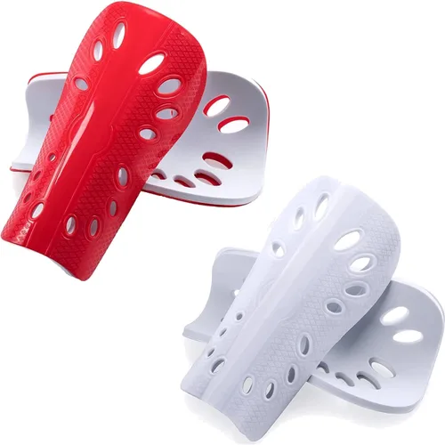 Vista 18 de Espinilleras de fútbol, 2 pares de fundas de espinilleras de fútbol superligeras y transpirables, equipo de protección de espinilleras para niños