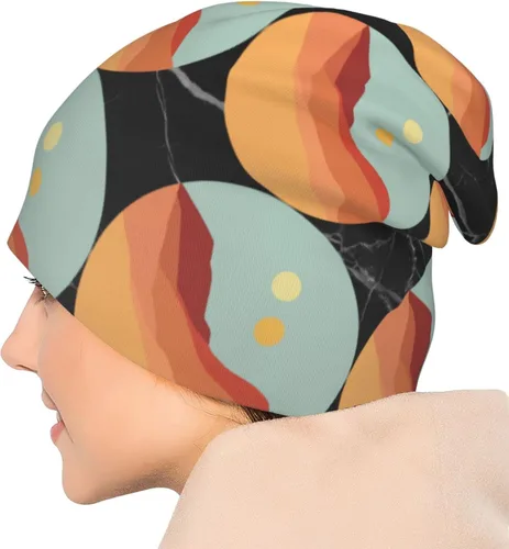Vista 8 de RUAPIA-Two-Suns-Beanie-Hats, Slouchy Knit Hat Black Beanie Caps Winter Hat for Men Women