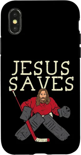 Vista 5 de Jesus Save Ice Hockey Goalie Religious Christian Goaltender Case for iPhone 17