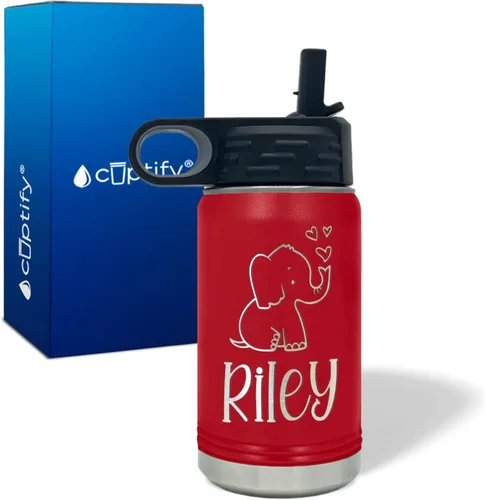 Vista 126 de Cuptify Botella de agua para niños personalizada con nombre en botella de agua aislada con anillo brillante verde de 12 onzas Verde brillante