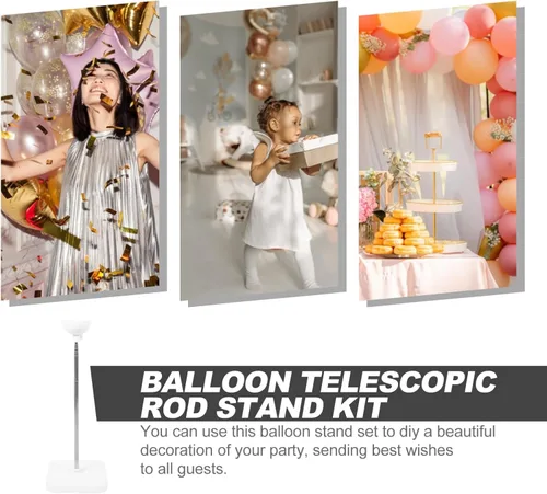 Vista 6 de EXCEART Kit de soporte para globos, 1 juego de soportes para globos de fiesta, poste base para decoración de bodas, cumpleaños, festividades