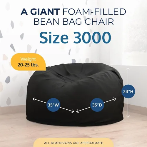 Vista 2 de ULTIMATE SACK Puf de gran tamaño de 3 pies para adultos, funda de piel