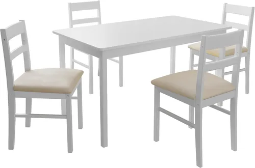 Vista 6 de Juego de 2 sillas de cocina de madera maciza para comedor, cocina y comedor, color blanco