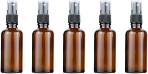 Vista 7 de Minibotellas de vidrio con atomizador de vidrio de ámbar oscuro, botellas de perfume portátiles vacías rellenables, botellas rociadoras de niebla