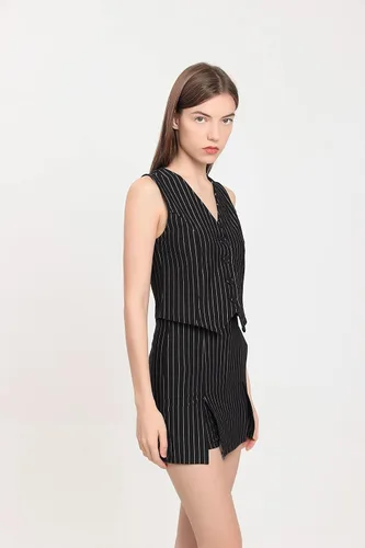 Vista 3 de Faldas con falda pantalón a rayas para mujer, estilo casual, mini longitud, Y2K, bodycon 2023