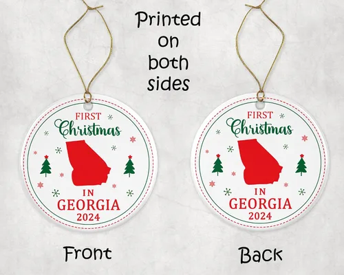 Vista 3 de Adorno de la primera Navidad en Georgia 2023 – Decoración colgante de árbol Ga Lover para celebración de Navidad – Regalo de festival