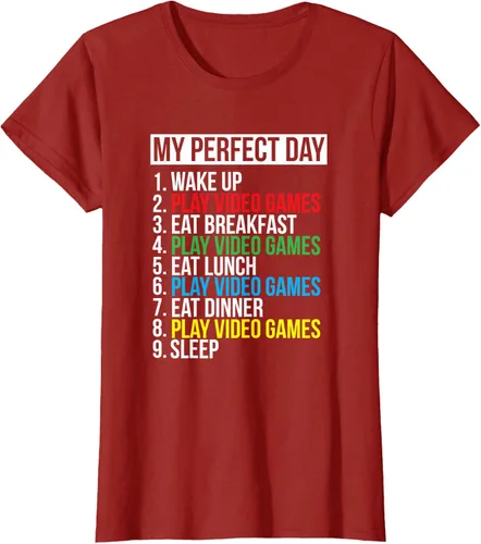 Vista 57 de My Perfect Day" - Camiseta negra de ajuste clásico, cuello redondo, manga corta, poliéster y algodón, Negro