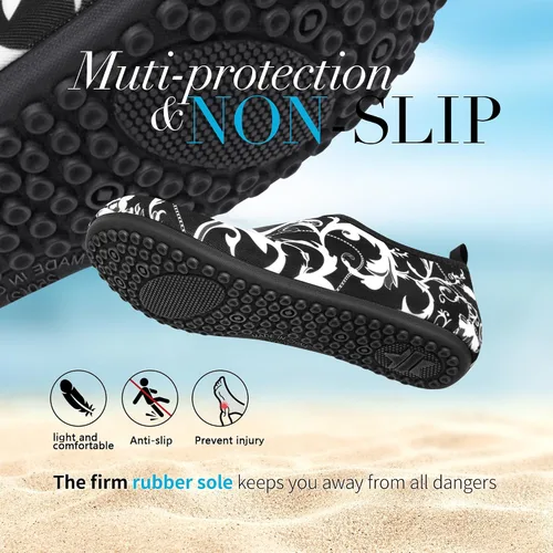 Vista 4 de Homitem Zapatos de agua para mujeres y hombres, calcetines acuáticos para natación, playa, piscina, río, sin cordones, de secado rápido