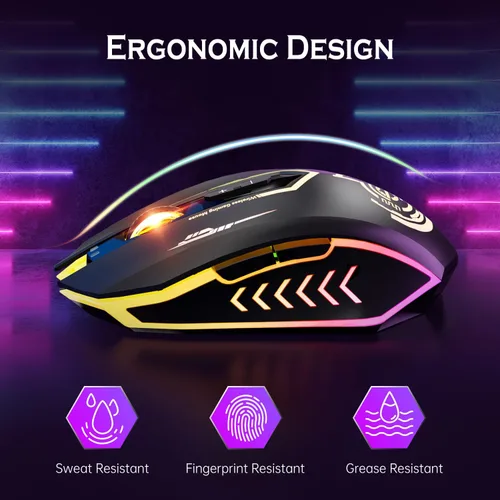 Vista 7 de Wireless USB Gaming Mouse, recargables uhuru 5 botones 7 Changeable LED Color ergonómico programable MMO RPG para PC computadora Portátil gaming