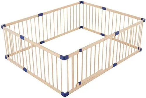 Vista 16 de Jolan Corralito de madera para bebés, valla de seguridad anticaídas, con puerta, para interiores y exteriores, centro de actividades para niños