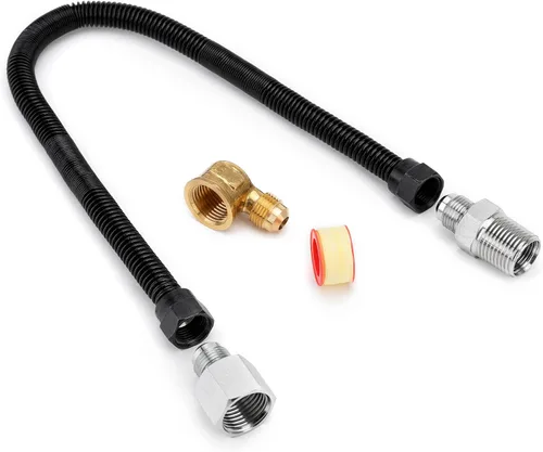 Vista 10 de Stanbroil Kit Conector de Línea de Gas Flexible sin Silbato de 3/8" X 12" para Hoguera de Gas Natural o LP y Chimenea para fogata y chimenea NG