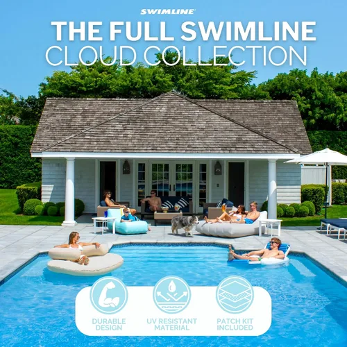 Vista 9 de SWIMLINE Original Cloud Chaise 360 - Tumbona flotante para piscina y lago, balsa circular para adultos y niños, respaldo W Cómoda textura