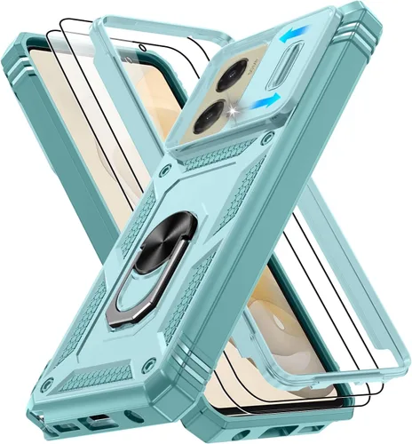 Vista 75 de Gritup Funda para Google Pixel 6 con cubierta deslizante para cámara y protector de pantalla (2 unidades), soporte de anillo giratorio 360°, funda