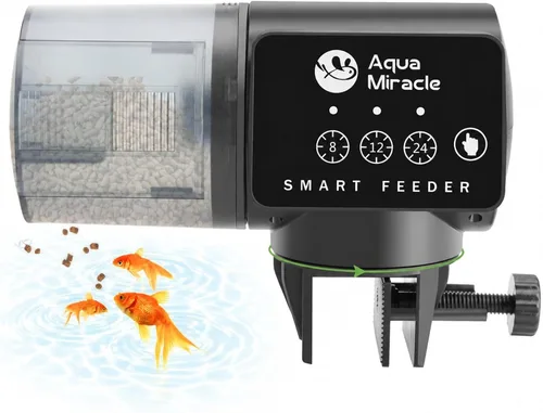 Vista 8 de AquaMiracle Alimentador Automático Programable para Peces en Acuario, Dispensador Automático de Comida para Peces con Temporizador, Alimentador