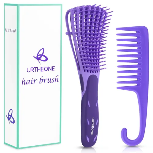 Vista 9 de Cepillo desenredante para el cabello, cepillo desenredante para adultos y niños, juego de peines para cabello rizado, ensortijado, afro y ondulado