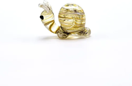 Vista 2 de Rare Caracol Micro Tiny - Figuras artísticas de vidrio soplado a mano, animales coleccionables, regalo para decoración del hogar (ámbar)