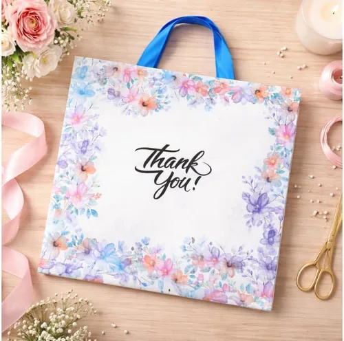 Vista 8 de Infinite Pack Bolsas grandes de mercancía de agradecimiento con asa de lazo, bolsa de boutique brillante, refuerzo inferior de 3 pulgadas y 3 mil