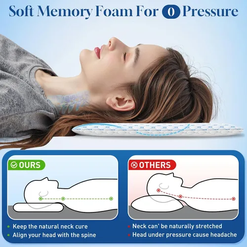 Vista 7 de CloudBliss Almohadas ultra delgadas de 3.3 pulgadas para lado Espalda Dormir boca abajo, almohada plana de espuma viscoelástica, almohadas