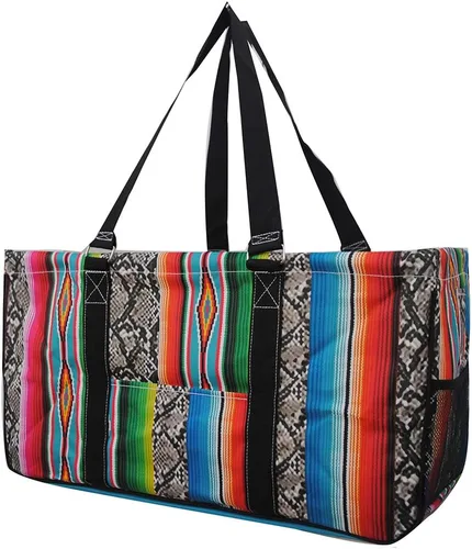 Vista 279 de NGIL Bolsa de comestibles reutilizable extra grande plegable de gran tamaño para comestibles, almacenamiento, picnic, playa, Estampado