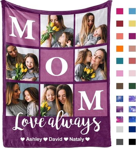 Vista 22 de Yofair envía al día siguiente, manta personalizada con foto, regalos personalizados para mamá, papá, manta con foto personalizada, regalos