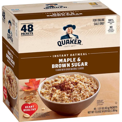Vista 10 de Avena instantánea Quaker Immunity, paquete variado de 3 sabores, buena fuente de vitaminas C, D y zinc, granos enteros, sin sabores artificiales