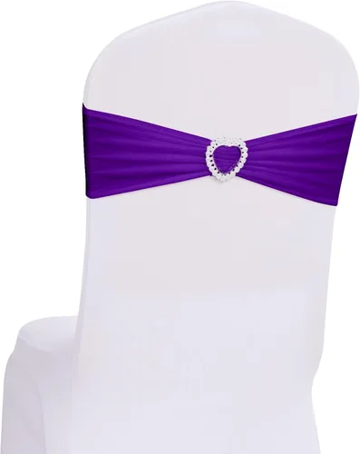Vista 12 de Paquete de 30 cintas elásticas Howhic de elastano para sillas con lazos, banda de cubierta de silla con hebilla deslizante, lazos elásticos