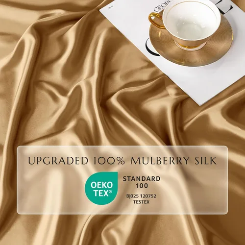 Vista 84 de THXSILK Juego de sábanas bajeras de 100% seda de morera, 3 piezas de seda 7A+, transpirable, suave, sábana bajera de 16 pulgadas de profundidad, 2