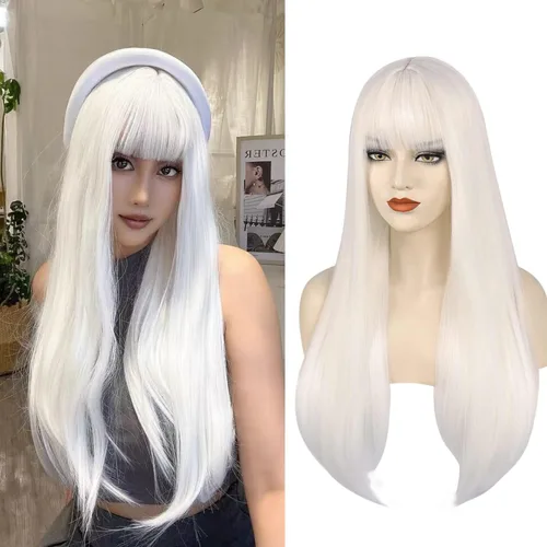 Vista 10 de Anogol Peluca de cabello corto, color rojo, cosplay; pelucas platinadas, ombre, de cabello sintético para vestido elegante 1B Negro