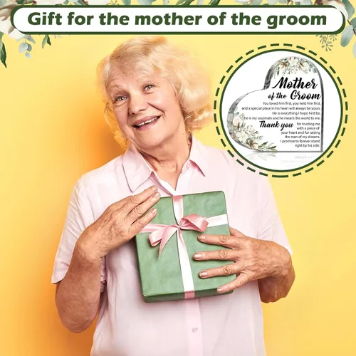 Vista 4 de Regalo para la madre del novio de la novia, regalos de madre del novio, regalos de boda, regalo de corazón cuadrado acrílico, regalo