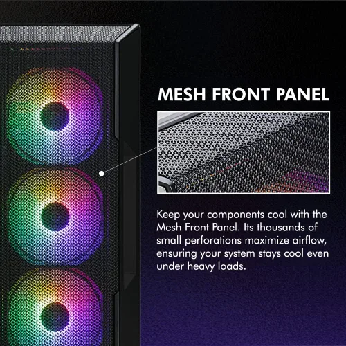 Vista 3 de Zalman i3 NEO Carcasa de PC ATX de Torre Media, 4 ventiladores RGB fijos preinstalados para alto rendimiento de flujo de aire, puerta oscilante