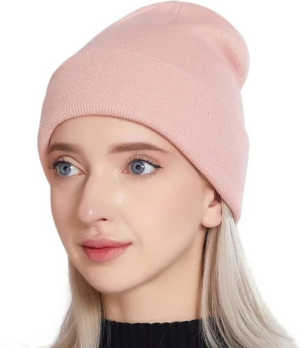 Vista 2 de Muryobao Paquete de 2 gorros de punto cálidos para mujer de invierno suaves elásticos para clima frío