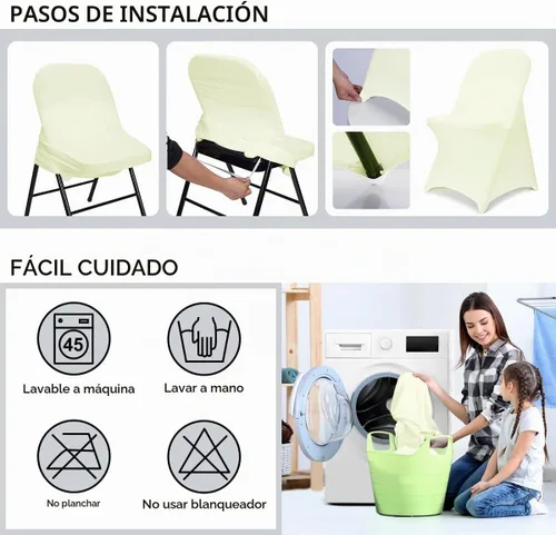 Vista 5 de Babenest Fundas para Sillas Plegables de Spandex Mejoradas 10 PCS Universales Elásticas Lavables Fundas Ajustadas Protectores para Bodas Beige