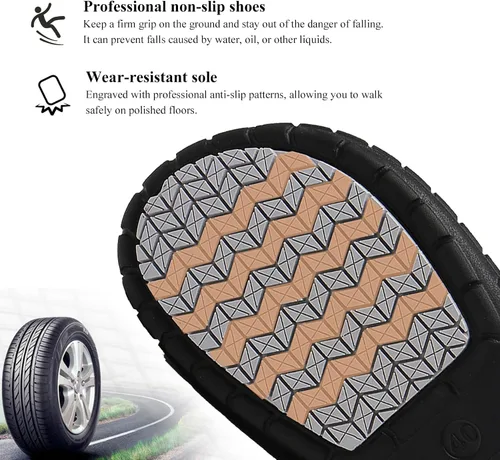 Vista 4 de Haifago Zapatos de chef antideslizantes para hombre, zuecos de trabajo de cocina resistentes al aceite, zapatos de servicio de alimentos