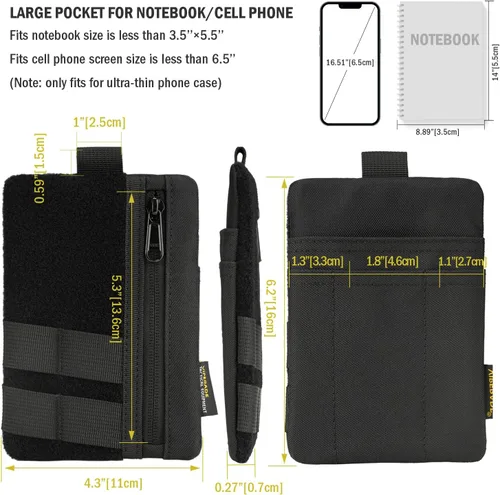 Vista 6 de VIPERADE VE27 EDC Organizador, bolsa multiherramienta de 6 bolsillos con cremallera