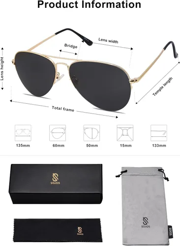Vista 6 de SOJOS Men's Women's Aviator Sunglasses, Classic Semi Metal Frame INSPIRATION SJ1106