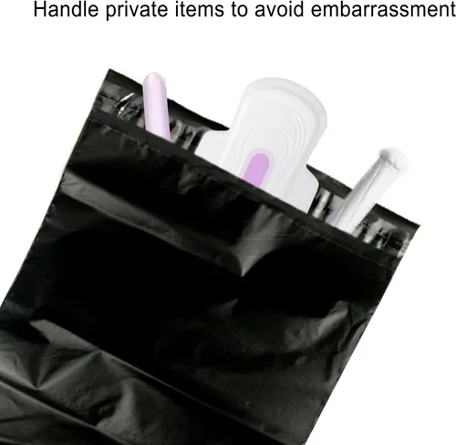 Vista 3 de Bolsas de eliminación de servilletas sanitarias, 100 bolsas de higiene femenina, sellos autosellantes, protección de privacidad para mujeres